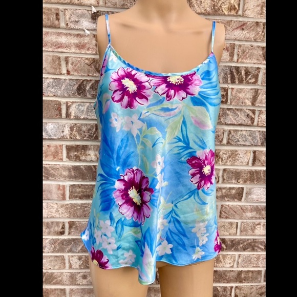 Blue floral silky cami top - Picture 1 of 5